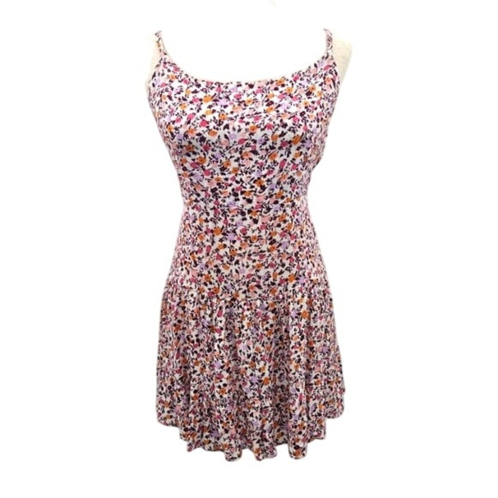Sundays Floral Spaghetti Strap Open Back Mini Dress Size‎ Large EUC